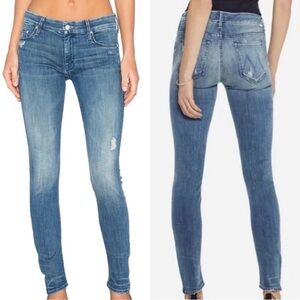 MOTHER ‘The Looker’ Distressed Jeans in ‘Graffiti Girl’ Wash skinny jeans 25